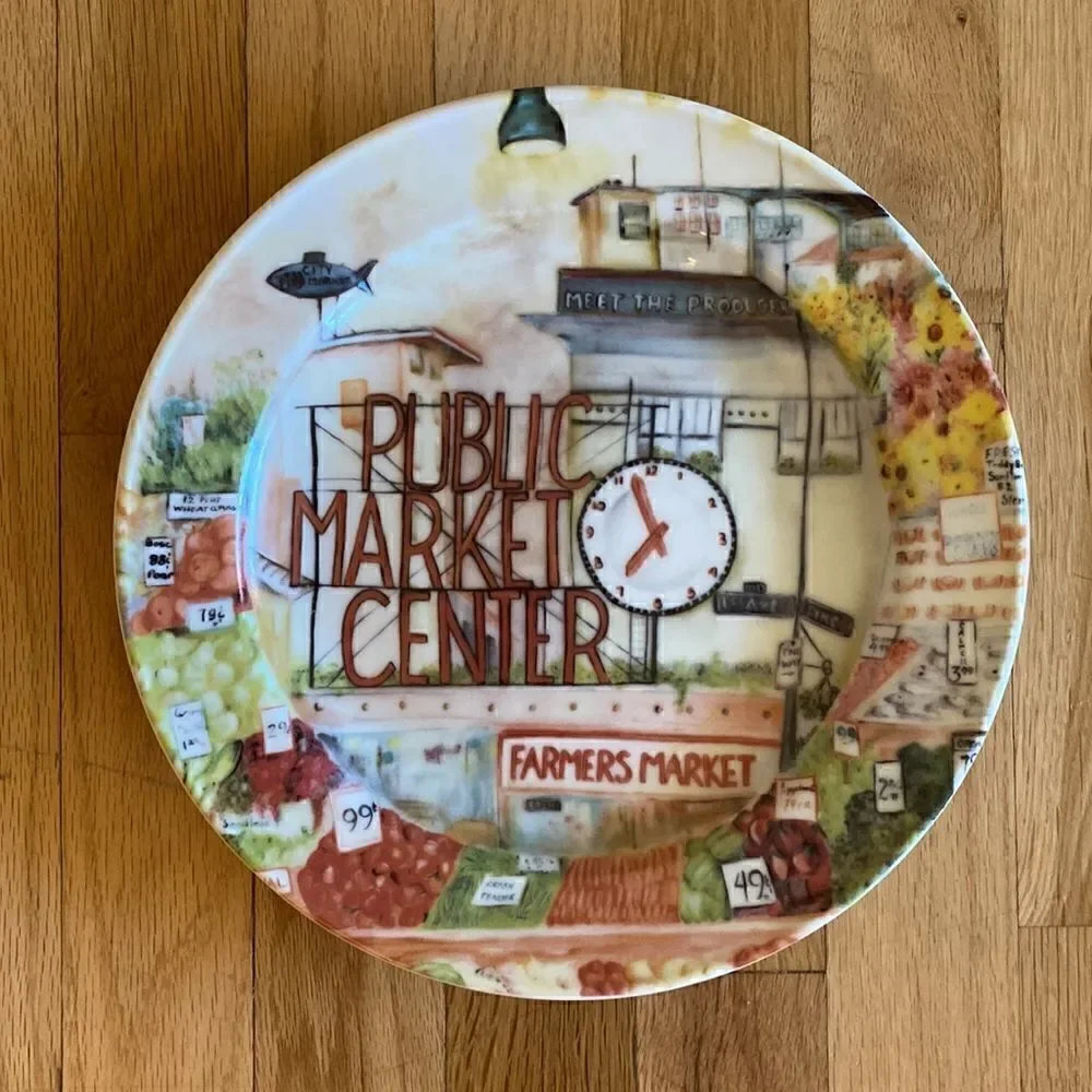 Pike Place Market Seattle Souvenir Decorative Plate 10.25” Round